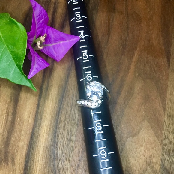 Genuine Silver CZ Swoop Engagement Ring - Picture 2 of 8